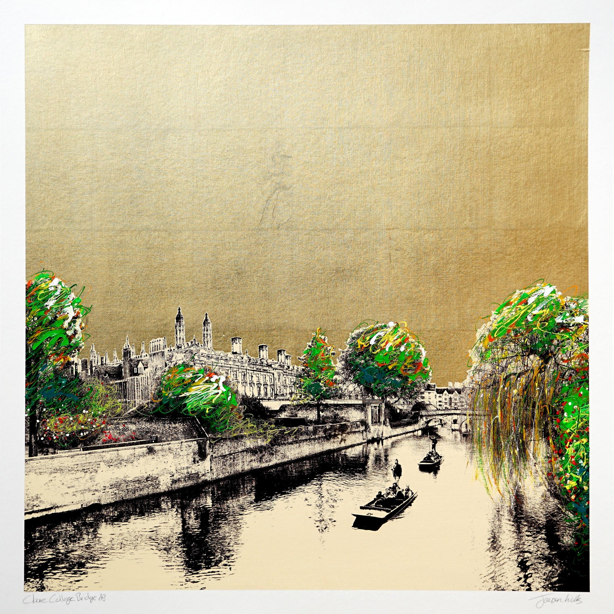 Jayson Lilley - Cambridge - Clare College Bridge (Flat Gold Sky - Artists Proof