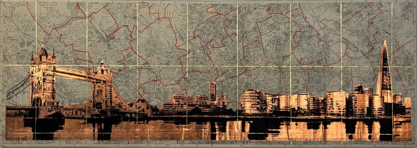 Angela Morris-Winmill -Tower Bridge Panoramic, Copper Leaf
