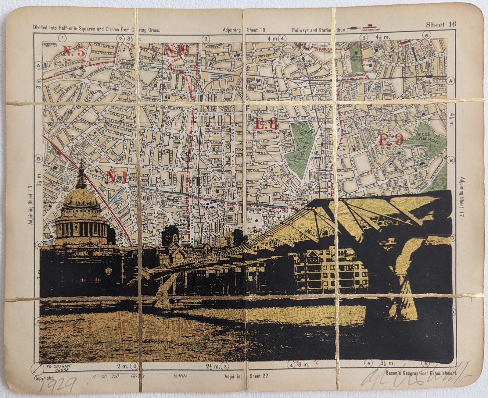 Angela Morris-Winmill - St Paul's & Millennium Bridge, Gold