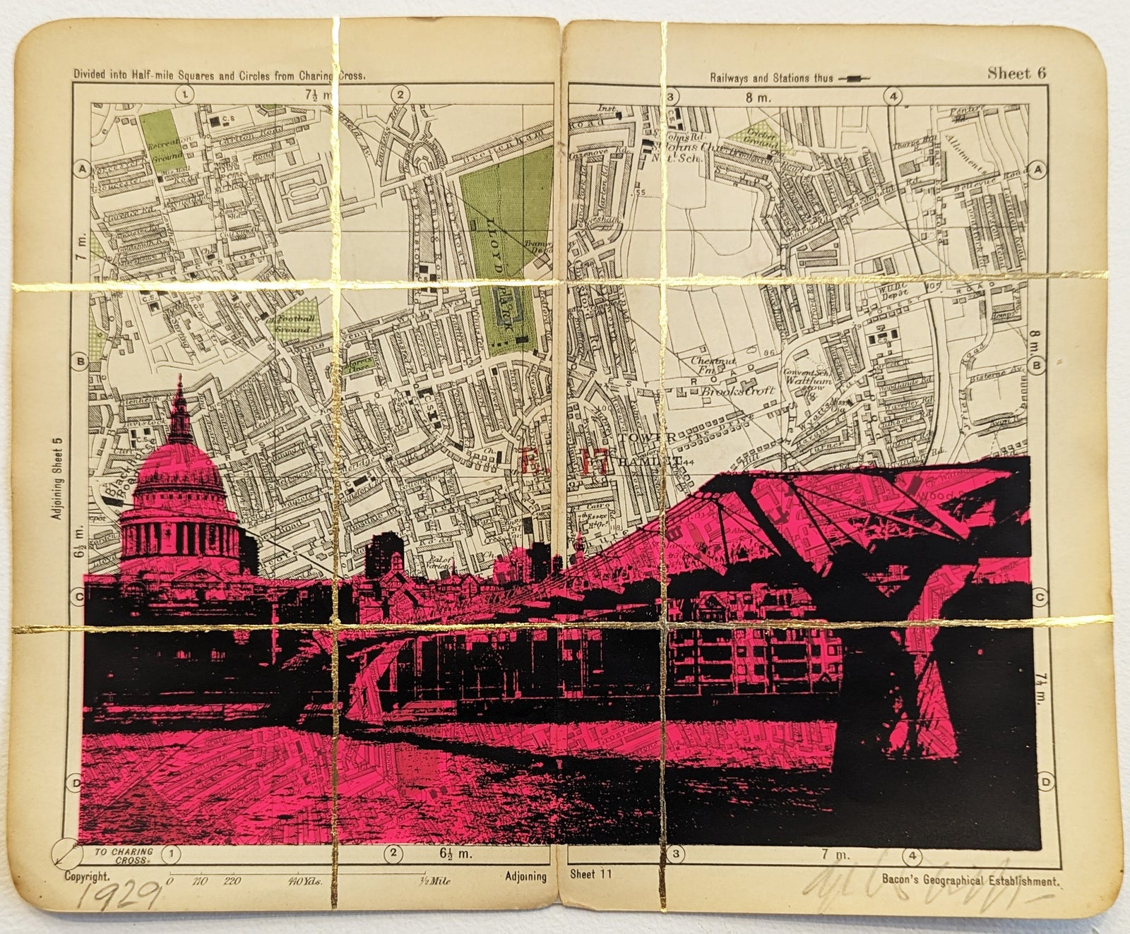 Angela Morris-Winmill - St Paul's & Millenium Bridge, Pink