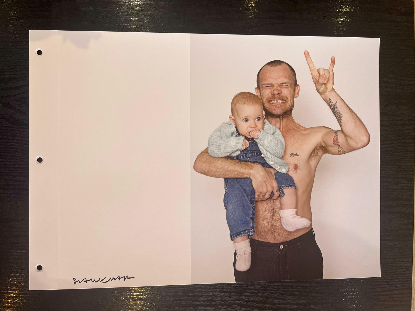 Red Hot Chilli Peppers - Flea with baby -Rare Test Print - 42 x 30cms