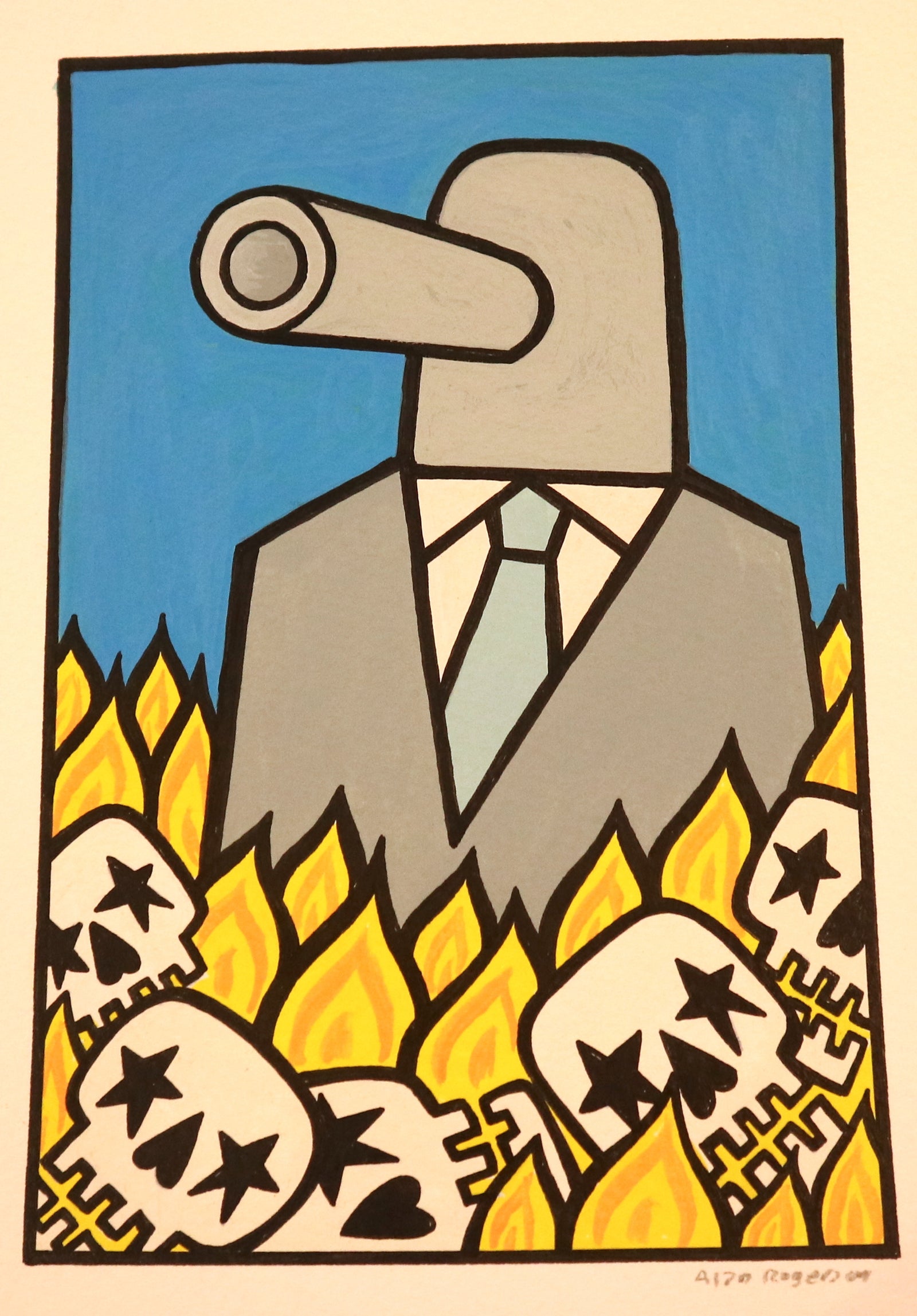 Alan Rogerson - Untitled mini painting 3 (Skulls)