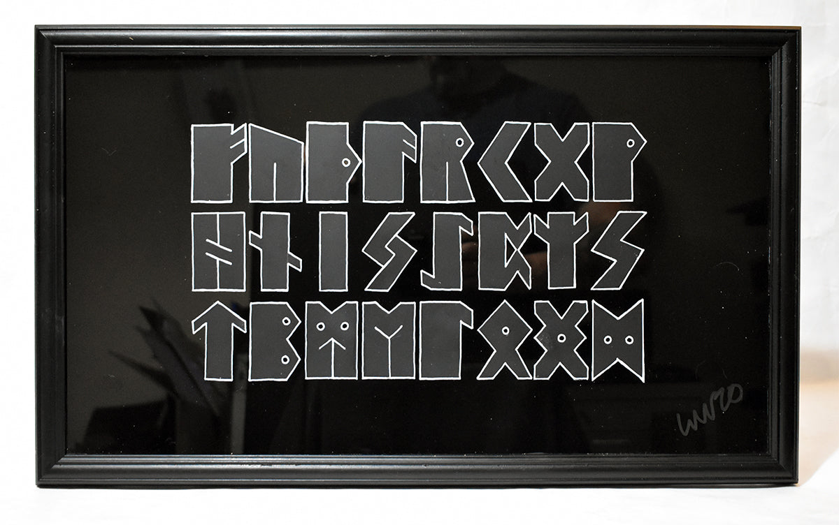 Will Wright - Futhark - Hand Stencilled on Glass