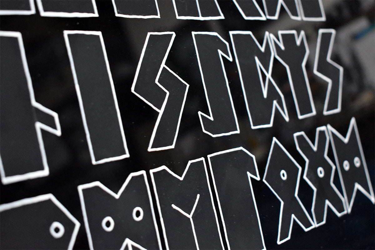 Will Wright - Futhark - Hand Stencilled on Glass
