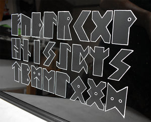 Will Wright - Futhark - Hand Stencilled on Glass
