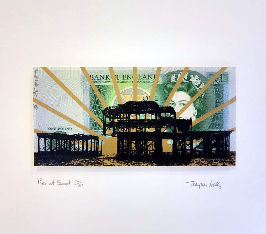 Jayson Lilley - One Pound Note Series - Pier at Sunset