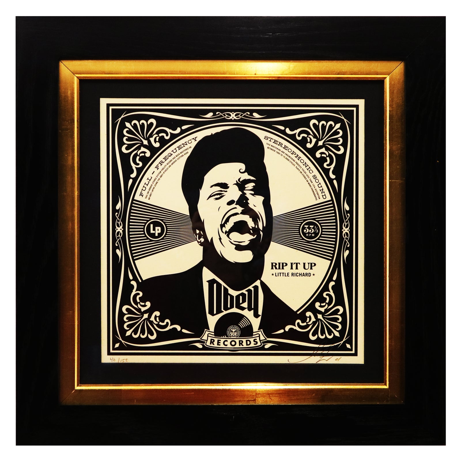 Shepard Fairey - RIP IT UP Moontower Record LP Print Little Richard (Framed)