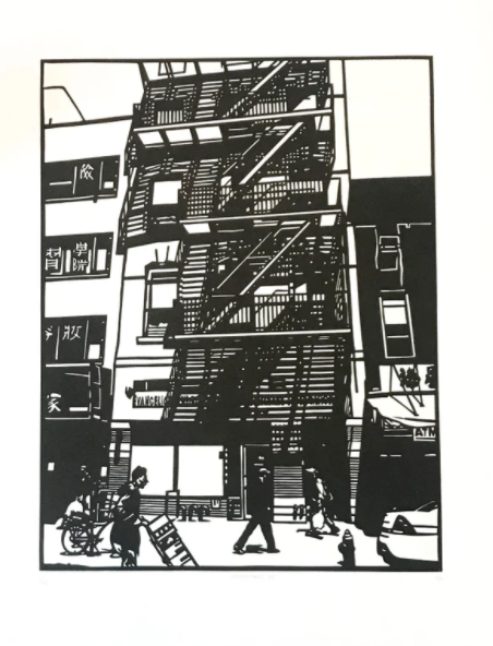 Callum Russell - Chinatown NY (Linocut)