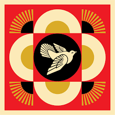 Shepard Fairey - Geometric Dove (Red) - OBEY