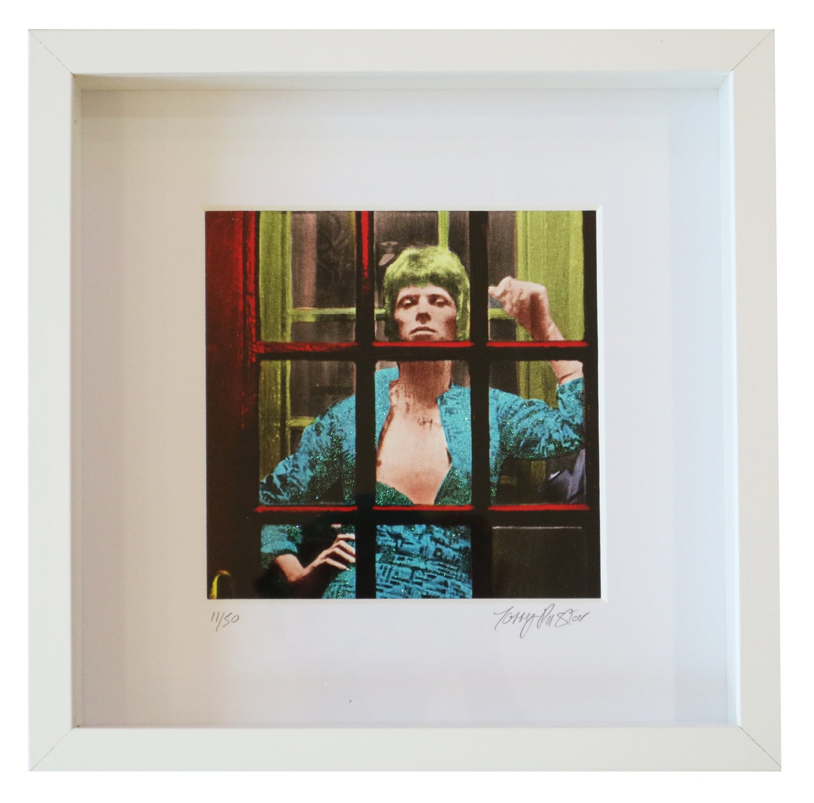 Terry Pastor - Ziggy Phonebox - SMALL FRAMED GLITTER