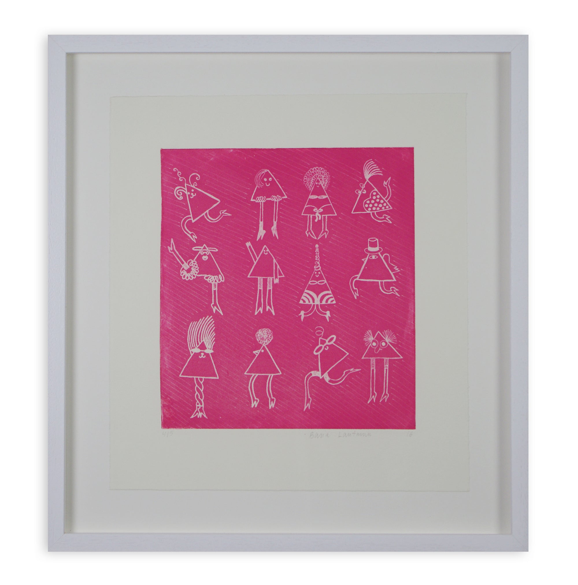 Basia Lautman - Triangle Girls (in Pink) (Framed)