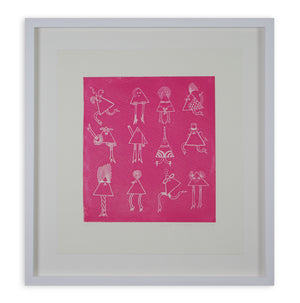 Basia Lautman - Triangle Girls (in Pink) (Framed)