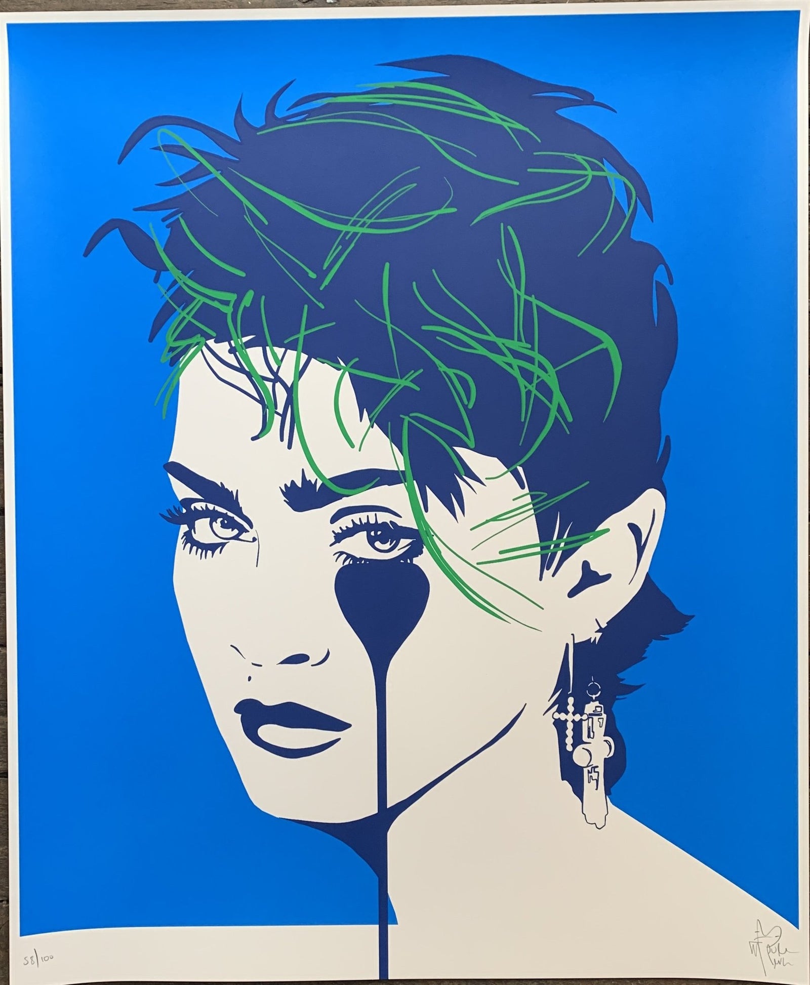 Pure Evil - LUCKY STAR BLUE - MADONNA SCREENPRINT