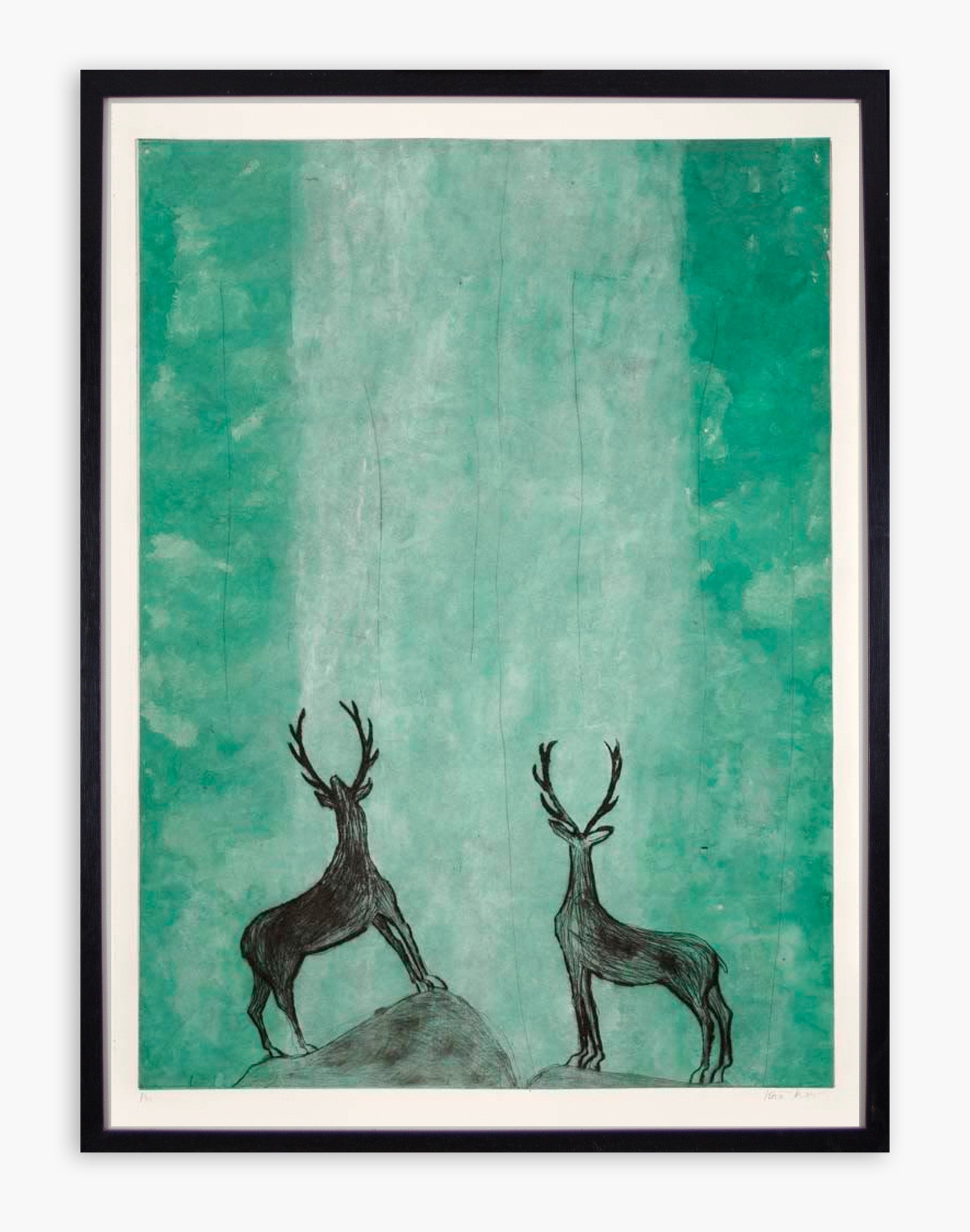 Kate Boxer - OOOOH (Stags admiring a Waterfall) (Framed)