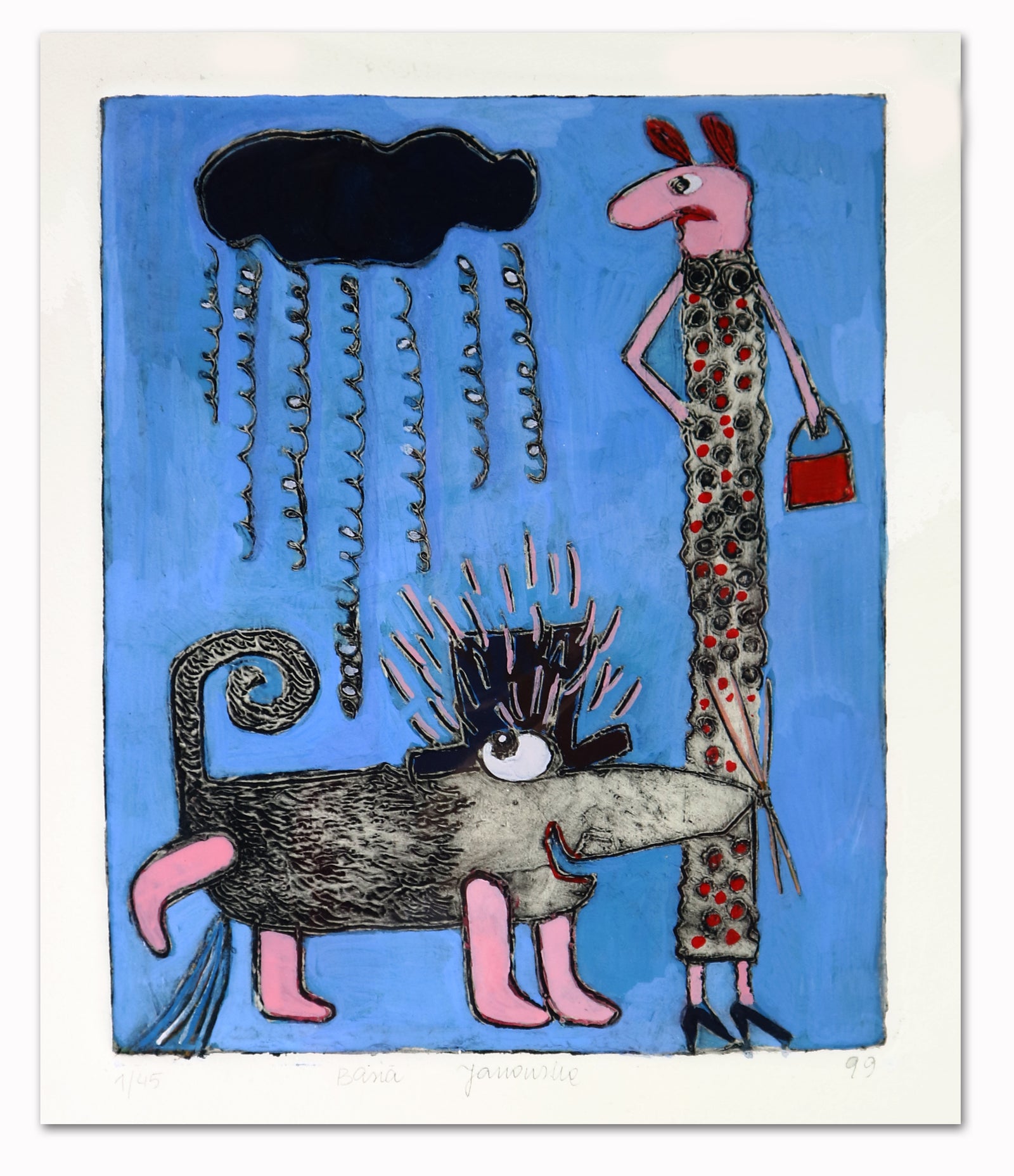 Basia Lautman - Lady and her Dog (Blue)