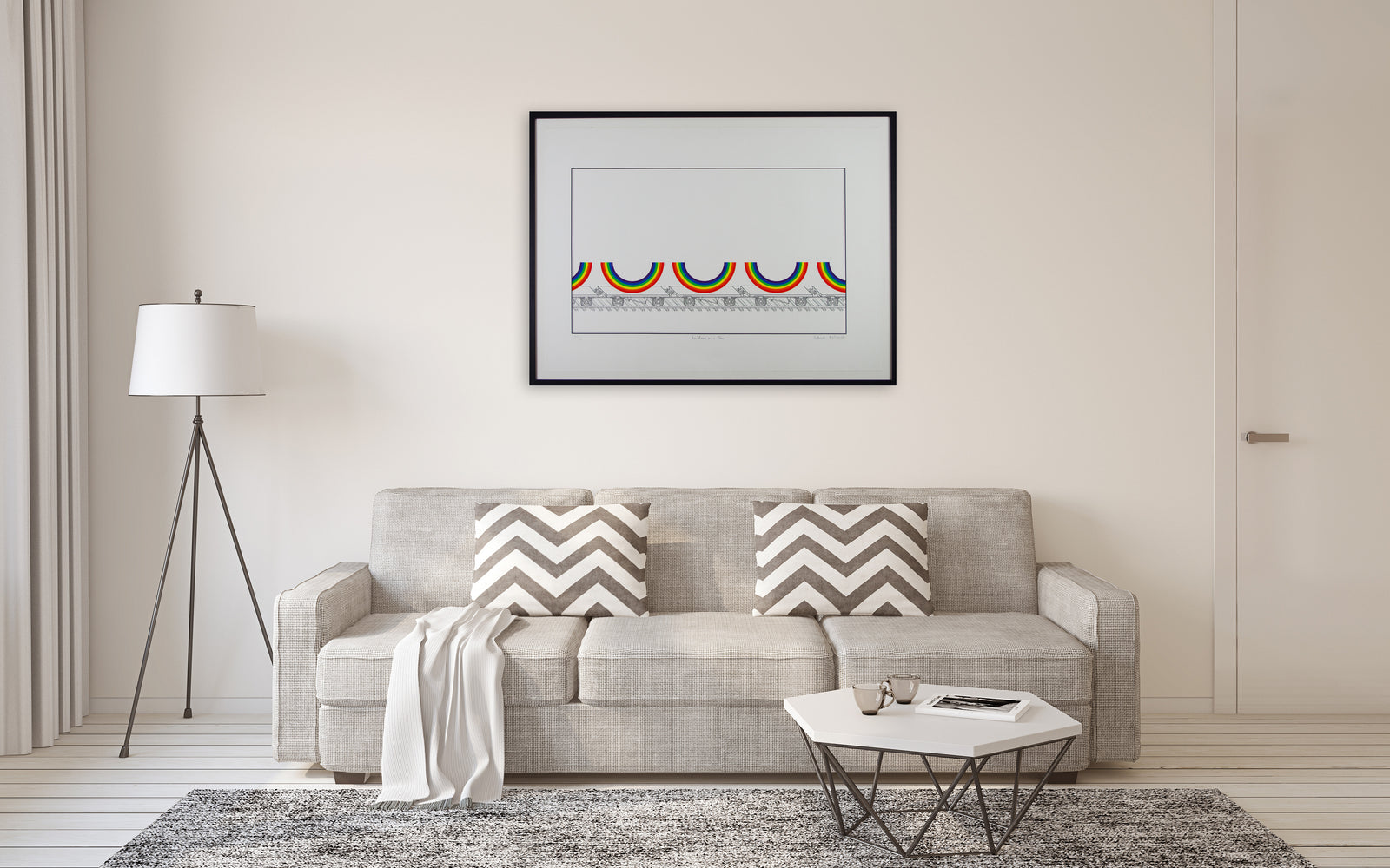 Patrick Hughes - Rainbows on a Train (Framed)