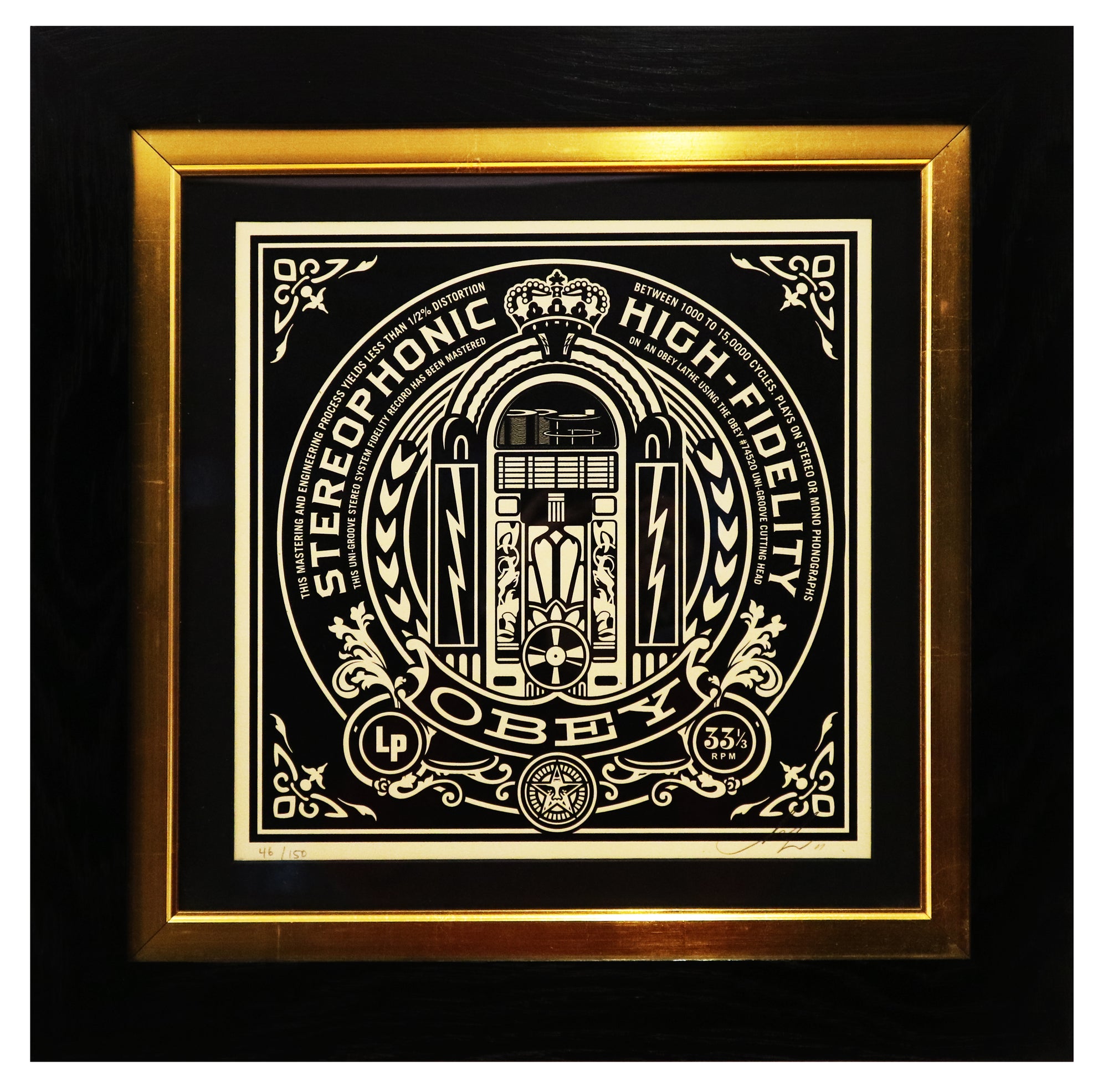 Shepard Fairey - Moontower Record LP Stereophonic High-Fidelity (Framed)